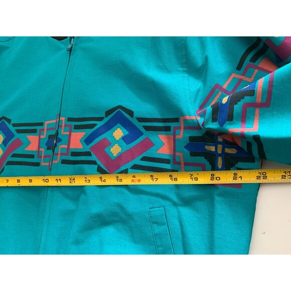 Vintage Wrangler Brushpopper Jacket Western Aztec Blue Mens M 90s Southwestern - Picture 5 of 16